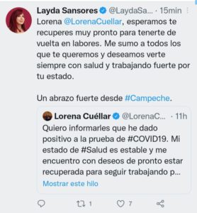 Layda Sansores envía mensaje de apoyo Lorena Cuéllar
